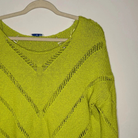 100% Cotton Boho Avocado Green Knit Sweater ⭑ Size M - Picture 14 of 14